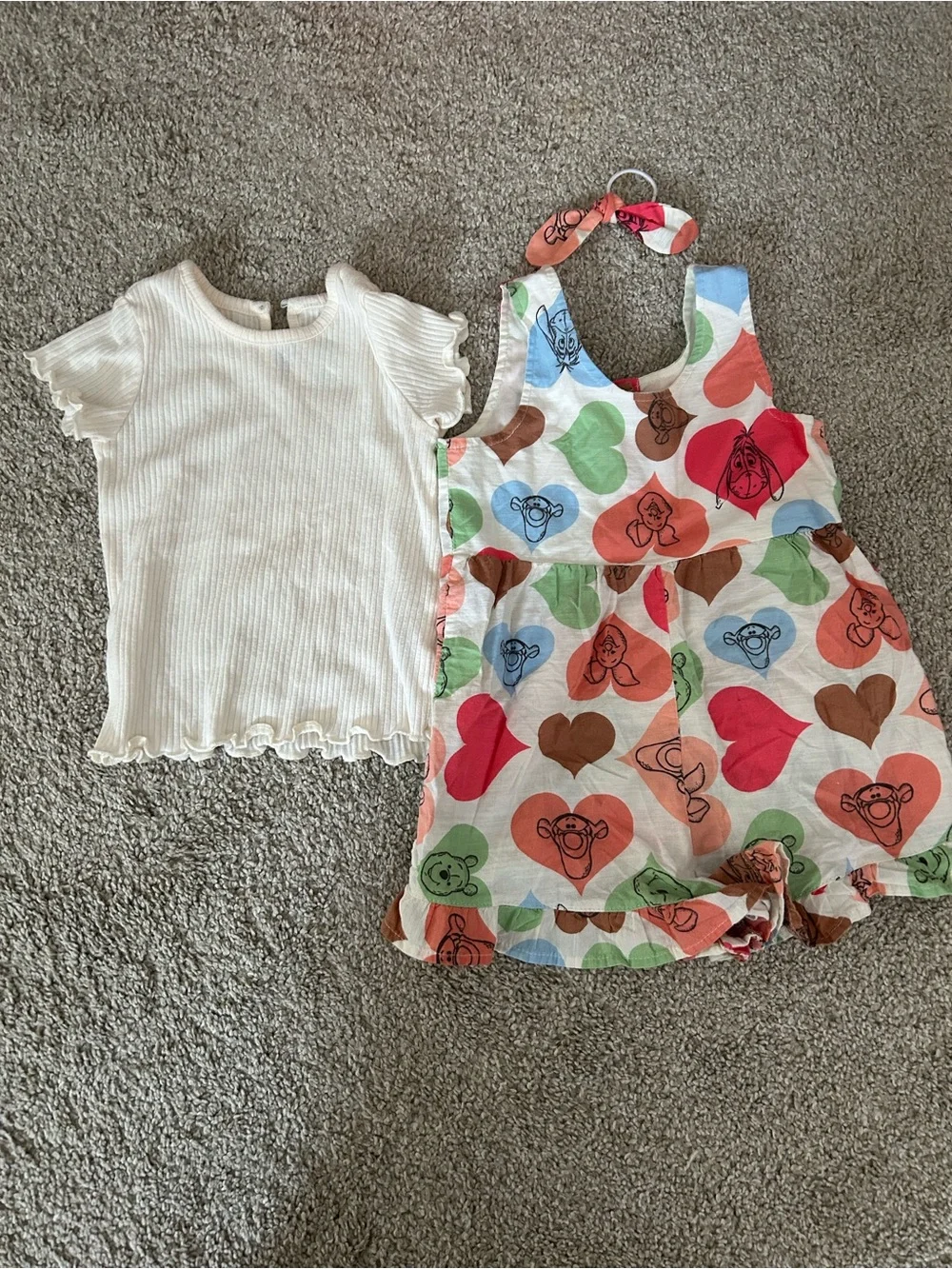 Disney 18 Month Winnie the Pooh Romper Set with Hair Hook